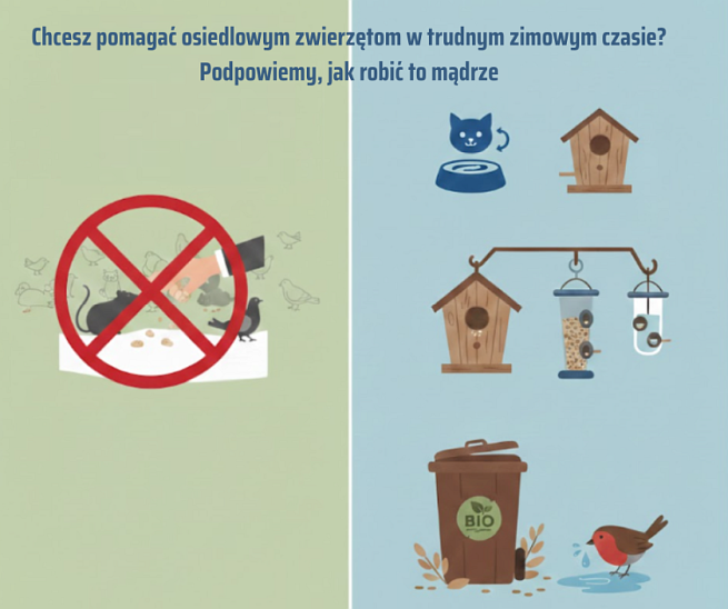 Jak pomagać zwierzętom w zimie na osiedlach TBS Wrocław?
